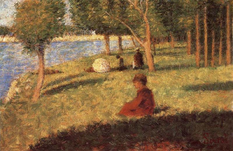 Georges Seurat The Person sat on the Lawn oil painting picture